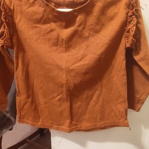 Cat & Jack Rust Long Sleeve Tee with Lace Trim